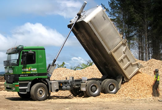 truck loads of tree chippings