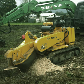Stump grinder removing a stump