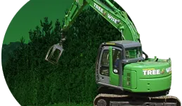 Excavator removing shelter belt